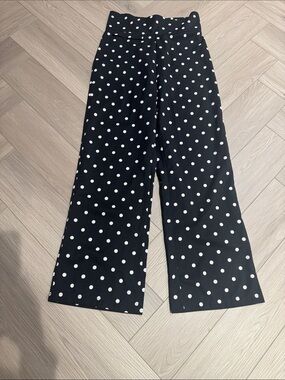 Women’s ' Black Polka Dot Wide-Leg ankle length Pants